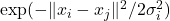 \exp(-\|x_i-x_j\|^2 / 2\sigma_i^2)