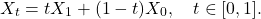 \[X_t = t X_1 + (1-t) X_0, \quad t \in [0,1].\]